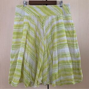 Talbots Women's Cotton Midi Skirt Stripe Yellow Green White‎ Size 14